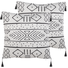 Set of 2 Decorative Cushions SCHEFFLERA 45 x 45 cm Velvet White Geometric Pattern