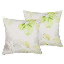 Set of 2 Decorative Cushions PEPEROMIA 45 x 45 cm Cotton White Plant Pattern