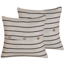 Set of 2 Decorative Cushions CYNARA 43 x 43 cm Cotton Beige Striped