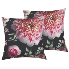 Set of 2 Decorative Cushions HEDERA 45 x 45 cm Black Floral Pattern