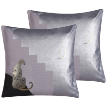 Set of 2 Decorative Cushions DIGITALIS 45 x 45 cm Cotton Grey Abstract Pattern