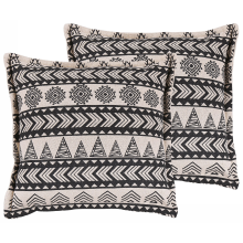 Set of 2 Decorative Cushions HENTEPE 45 x 45 cm Cotton Black Geometric Pattern