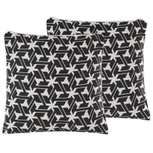 Set of 2 Decorative Cushions ANDIRIN 45 x 45 cm Cotton Black Geometric Pattern