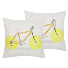 Set of 2 Decorative Cushions RUSCUS 45 x 45 cm Cotton White Abstract Pattern