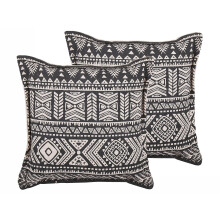 Set of 2 Decorative Cushions SIRVAN 45 x 45 cm Cotton Black Geometric Pattern