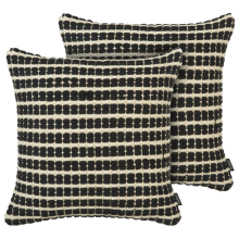 Set of 2 Decorative Cushions YONCALI 45 x 45 cm Cotton Black Checked