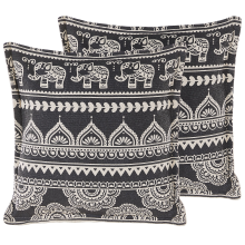 Set of 2 Decorative Cushions ATABAGI 45 x 45 cm Cotton Black Oriental Pattern