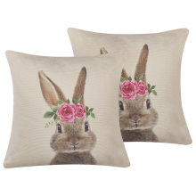 Set of 2 Decorative Cushions TULIPA 45 x 45 cm Taupe