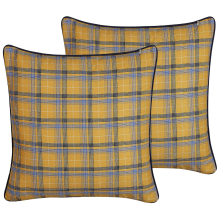Set of 2 Decorative Cushions DICENTRA 45 x 45 cm Yellow Checked