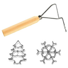 Juego de Moldes para Galletas de Navidad - Copo de Nieve, Árbol de Navidad, Moldes de Aluminio Fundido con Mangos de Madera para Hornear Waffles