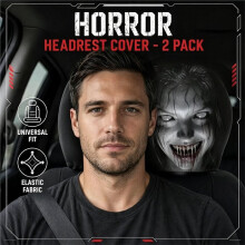 2pcs Clown Cracked Print Headrest Covers All-Season Use Soft Comfortable Fabric Installation Halloween