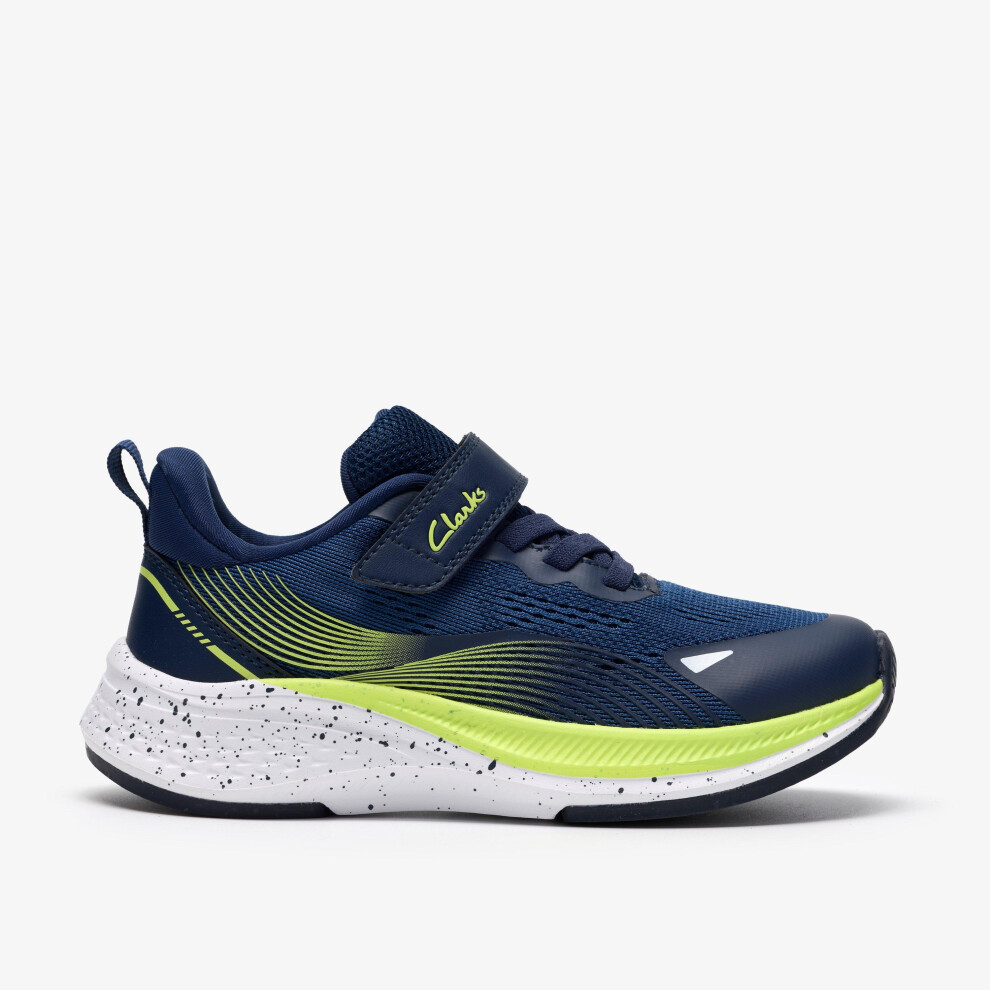 Clarks Unisex Blue Lumen Hero Kid Navy Trainers, Riptape In | Size: 1-Wide Fit - Image 4