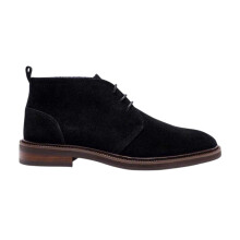 (11 UK, Black) Pretty Green Mens Suede Flat Chukka Boots