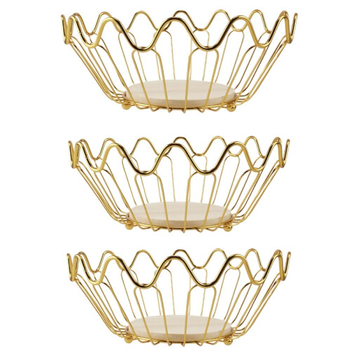 3pcs Metal Fruit Basket Set/Vintage Rustic Hanging Fruit Bowl Rack/Fruit Rack Storage Basket/Suitable for Kitchen Counte