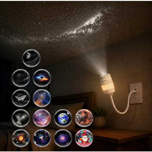 2-σε-1 Galaxy Projector Night Light με 13 φιλμ, USB Star Projector