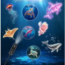 Luz de proyección oceánica con 8 paneles de luz de vida marina intercambiables (ballena, medusa, tortuga marina), alimen