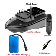 (Black) Grote Slimme Elektrische Afstandsbediening RC Voerboot 2.4G 500M 2KG Laden Vaste Snelheid Cruise Dual voeding