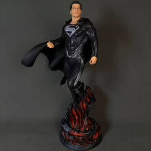 Zwarte Superman figuur, Superman Man van staal full body standbeeld figuur, groot formaat woonkamer figuur ornamenten,