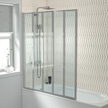 1200x1400mm Bathtub Screen, 4mm Clear Glass - Chrome Aluminium