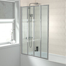 1000x1400mm Bathtub Screen, 4mm Clear Glass - Chrome Aluminium