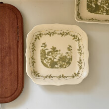 (Lace Square Plate) Retro French Floral Ceramic Tableware Set, Home Bowl And Plate Combo, High-Quality Instagram Style Plates