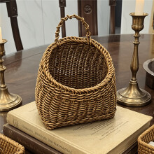 Plastic Imitation Rattan/Hanging Storage Basket/Wall Mounted Woven Organizer/Multifunctional Kitchen And Home Storage Bi