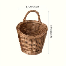 Handmade Rattan Wicker Woven Storage Basket | Wall Hanging, Sundry Small Basket, Retro Practical Picnic Basket, Shelf