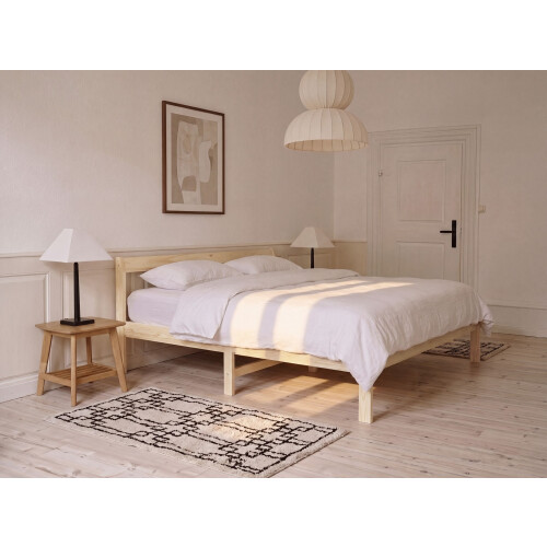 Beliani Bed Pine Wood MADONE 140 x 200 cm (EU Double) Light Brown 1