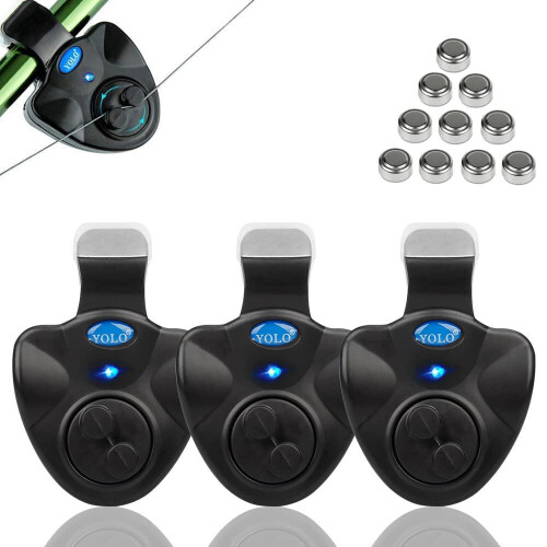 Alarme de pesca com volume ajustável, design compacto e fácil de transportar, feito de silicone.