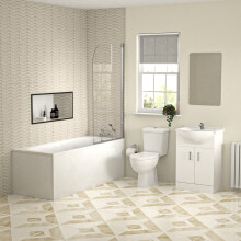 1700mm Round Bath With Front Panel, Vanity and Toilet, Bath Filler and Basin Mixer Tap