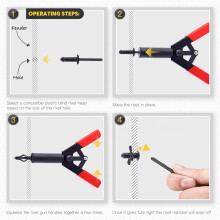 42Pcs Plastic Rivet Gun Set with 40Pcs 4Sizes Nylon Blind Rivets and 1Pcs Fastener Removal Tool, Hand Riveter Suitable
