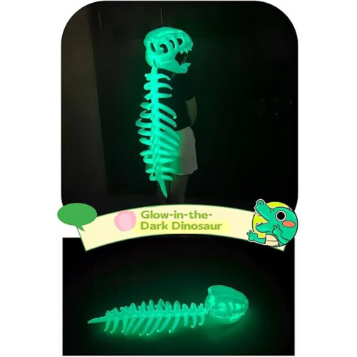Glow Dinosaur Skeleton Hat 3D Realistic Dino Skull Cap Halloween Costume 2