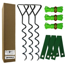 (40cm silver) Heavy Duty Spiral Tree Stake Kit 30-Inch Spiral Ground Anchor, Strong Anchoring for Garden Trees, Tents, Canopies, 4-Pack
