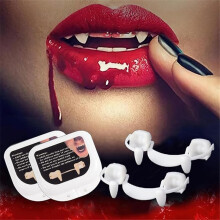 2 Pairs Retractable Vampire Fangs Halloween Fake Teeth Cosplay Party Props