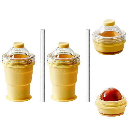 (2pcs, Yellow) Foldable Silicone Ice Cube Mold, Food-grade Ice Making Cup