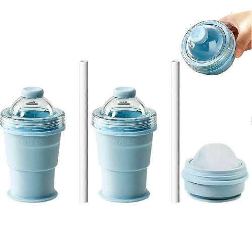 (2pcs, Blue) Foldable Silicone Ice Cube Mold, Food-grade Ice Making Cup