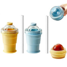 (2pcs, Yellow+Blue) Foldable Silicone Ice Cube Mold, Food-grade Ice Making Cup