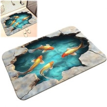 (1pcs, 6) Koi Pond Night Doormat Rug Sand Scraping Floor Mat Kitchen Pad, Foot C3O0