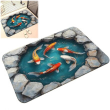 (1pcs, 7) Koi Pond Night Doormat Rug Sand Scraping Floor Mat Kitchen Pad, Foot C3O0
