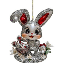 (1set, C) Acrylic Easter Bunny Pendant Sparkling Festive Design