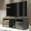 TV Unit Pulse 145cm - Dark Grey with Gloss Doors 1