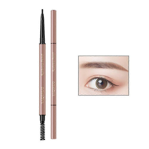 (light brown) Eyebrow Pencil Retractable Slant Tip with Brush Double-end Waterproof