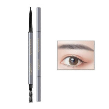 (grey) Eyebrow Pencil Retractable Slant Tip with Brush Double-end Waterproof