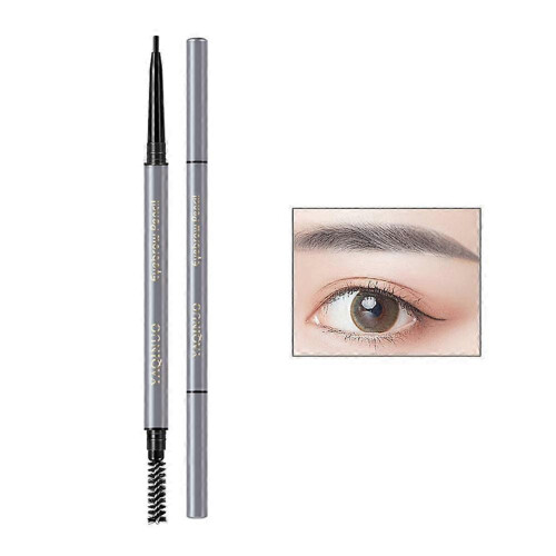 (grey) Eyebrow Pencil Retractable Slant Tip with Brush Double-end Waterproof