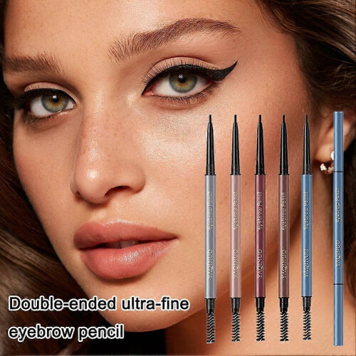 (dark brown) Eyebrow Pencil Retractable Slant Tip with Brush Double-end Waterproof 1