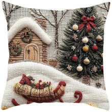 (4/1pcs) Peach Skin Velvet Christmas Throw Pillow Cover