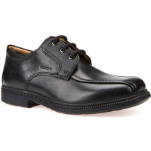 (, ) Geox J Federico H Leather Boy's Black Lace-Up Shoes