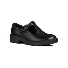 (, ) Geox J Casey Girl Leather Girl's Black Shoes