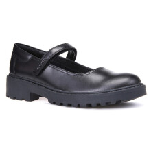 (, ) Geox J Casey G. P Leather Girl's Black Shoes