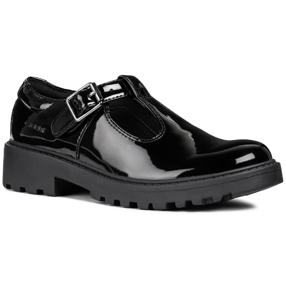 Geox Girls Black J Casey G. E Leather Patent Shoes - Size UK 7 / Eu 41 / Us 7 Kids - Image 5
